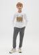Boy's grey cotton regular fit trousers with print_0