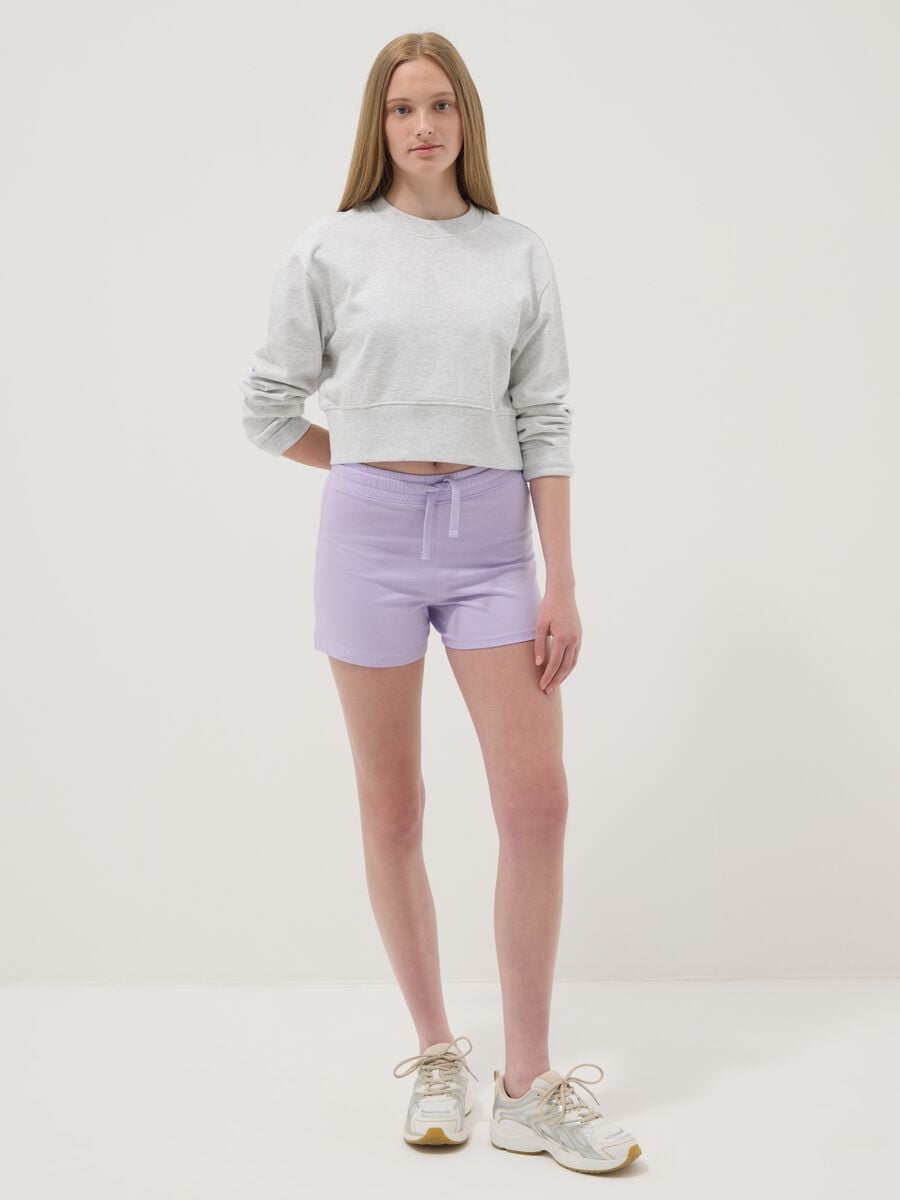 Pantaloncini in puro cotone viola da ragazza regular fit_0