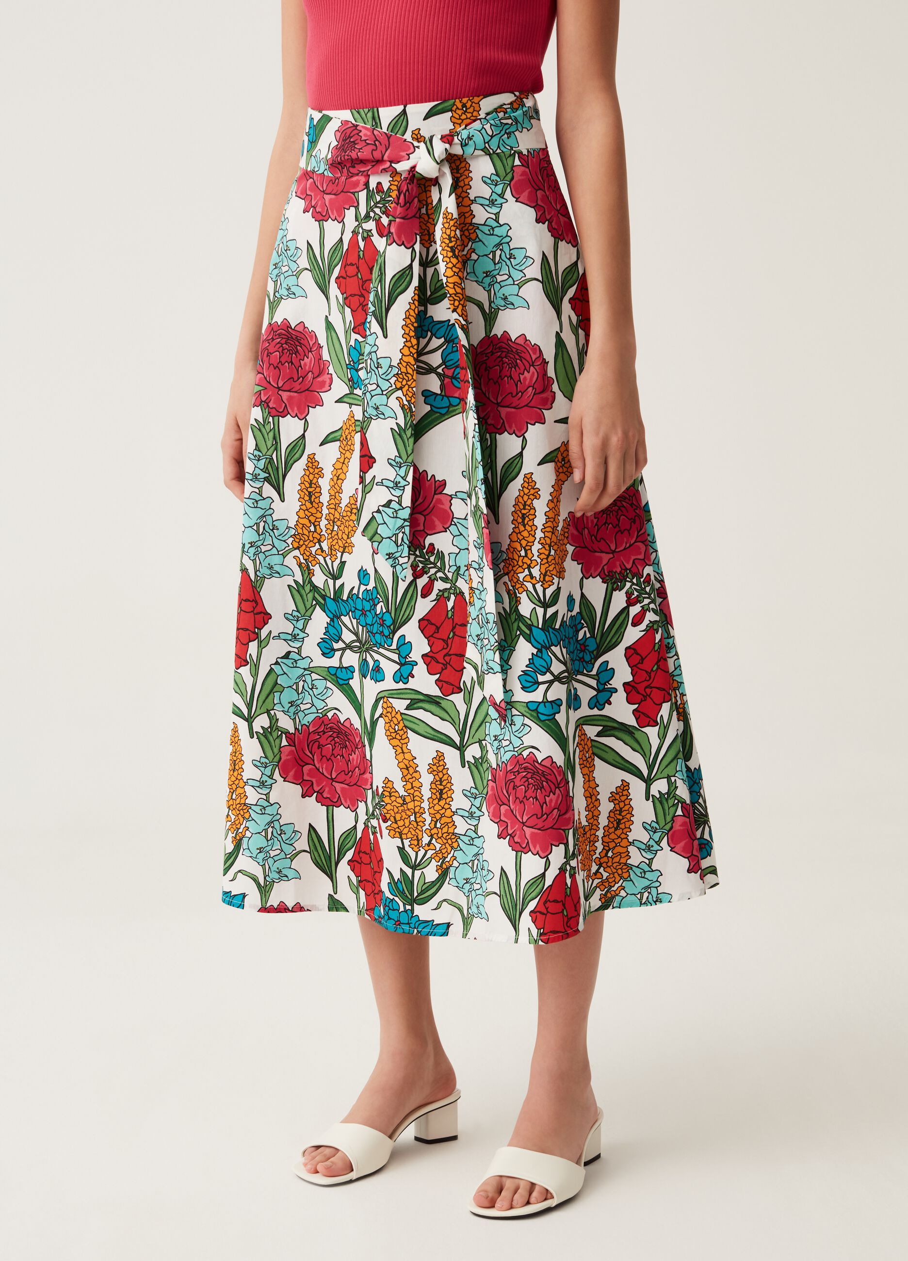 Midi skirt with floral print