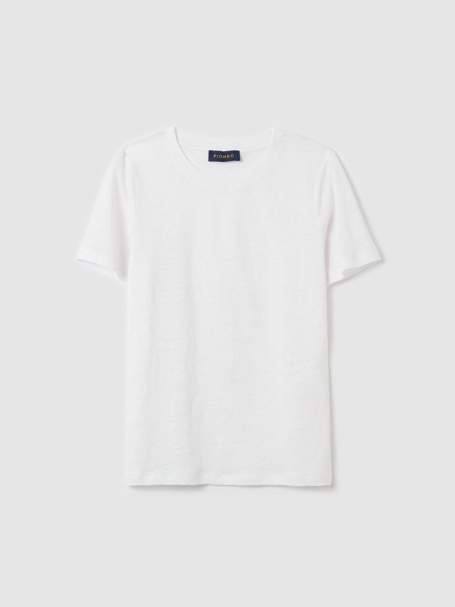 Short-sleeved T-shirt in white linen_4