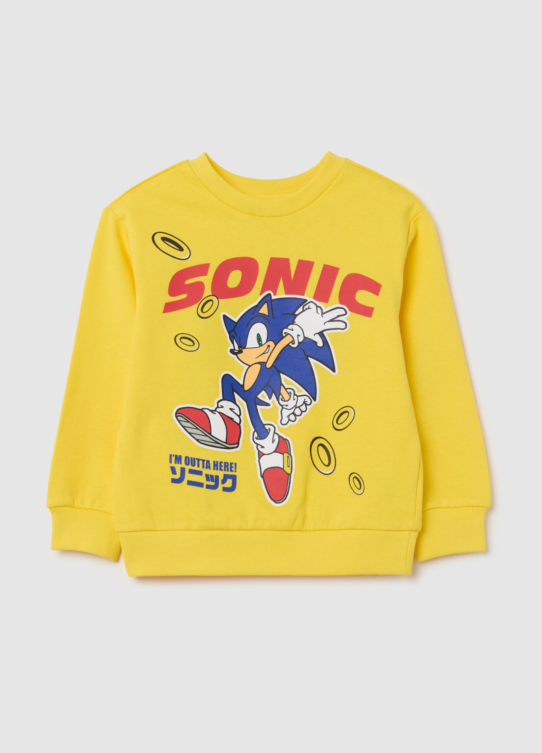 French terry sweatshirt with Sonic print