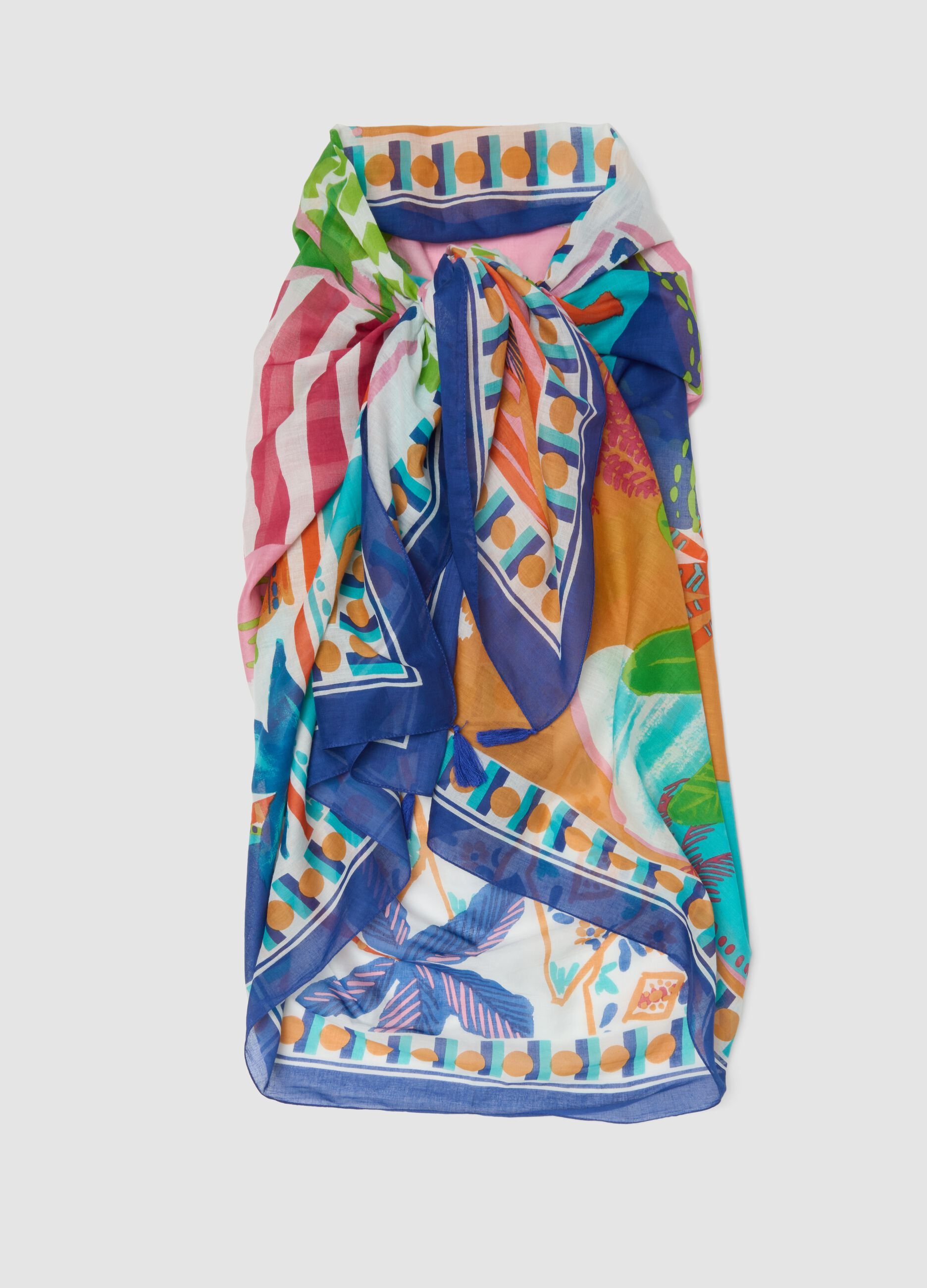 Multicoloured pure cotton pareo