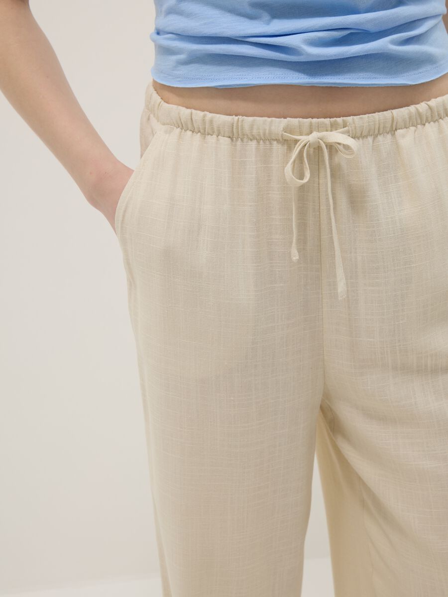 Beige viscose and linen-blend relaxed-fit jogger trousers_3
