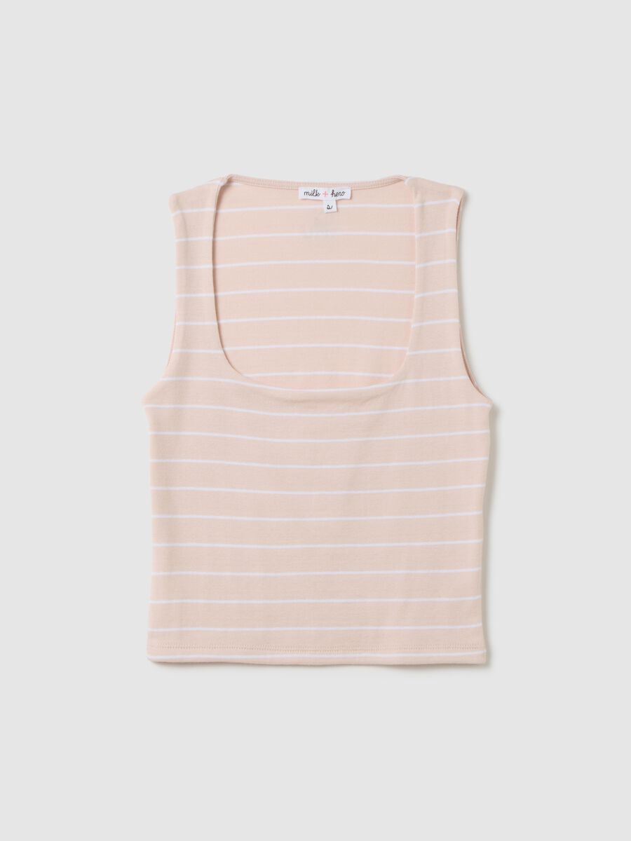 Women's multicolor fitted cropped top in pure cotton_4