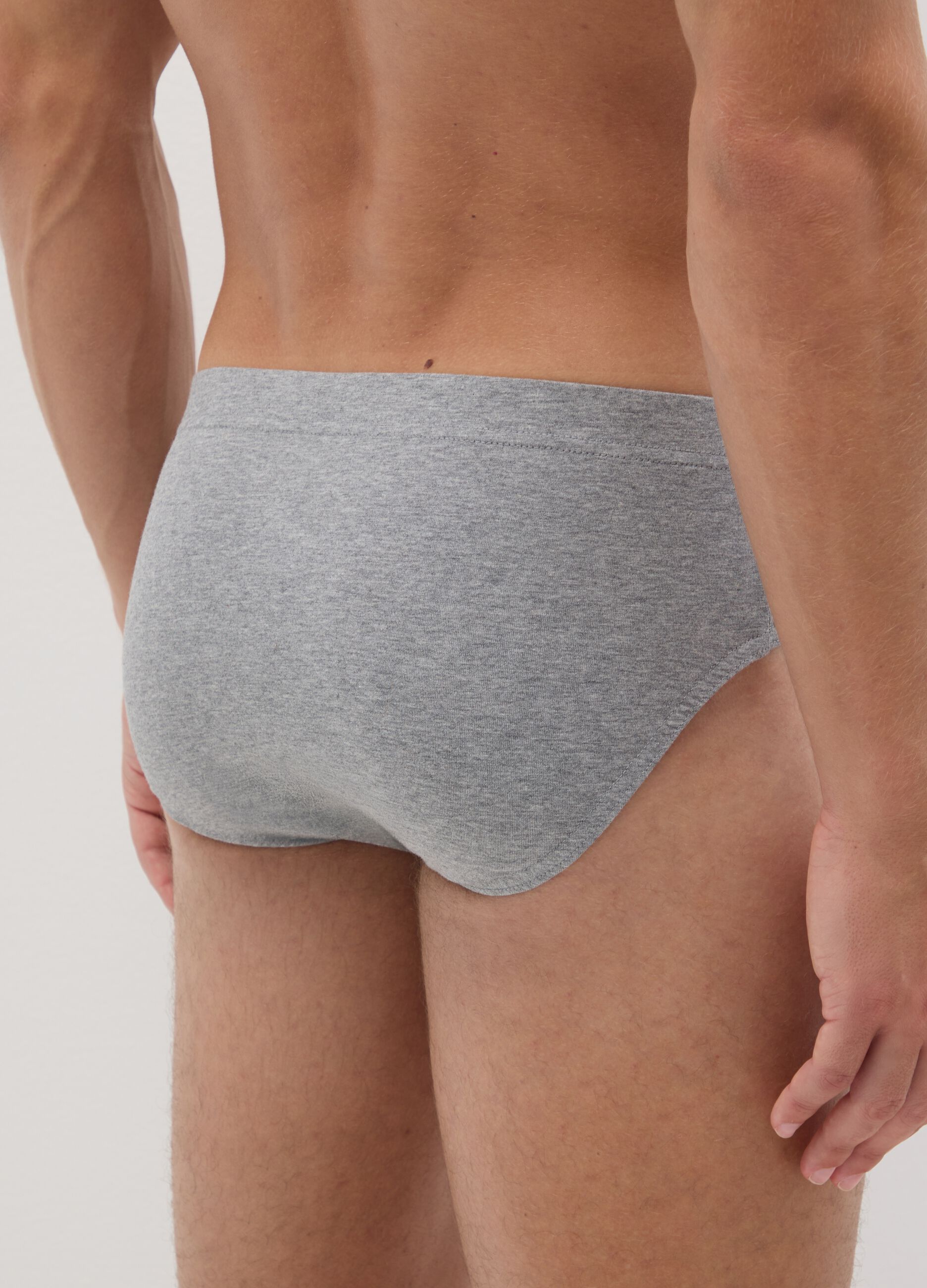 Set of grey cotton regular fit briefs tripack
