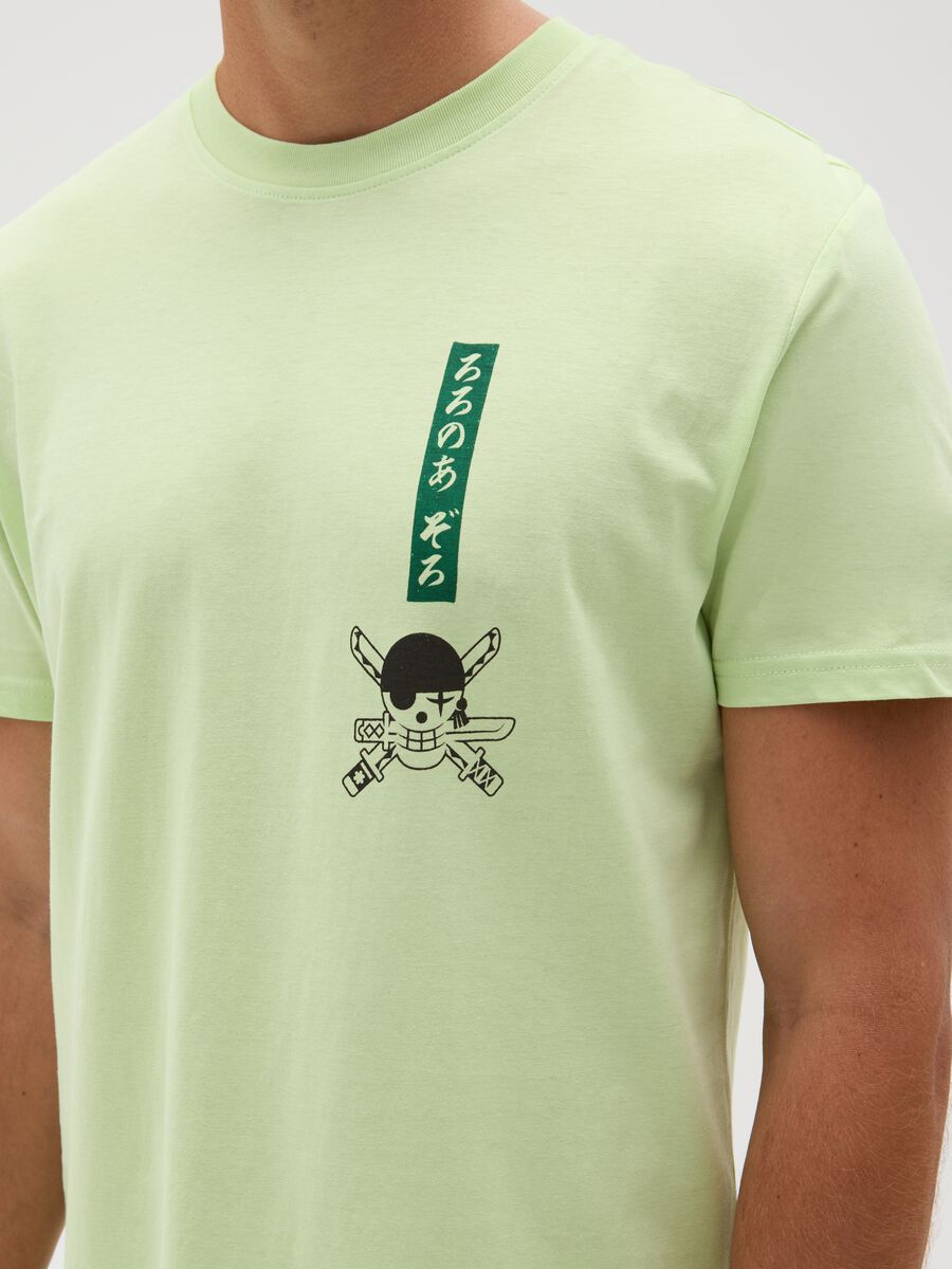 Men's pure cotton green regular fit T-shirt with One Piece print_2