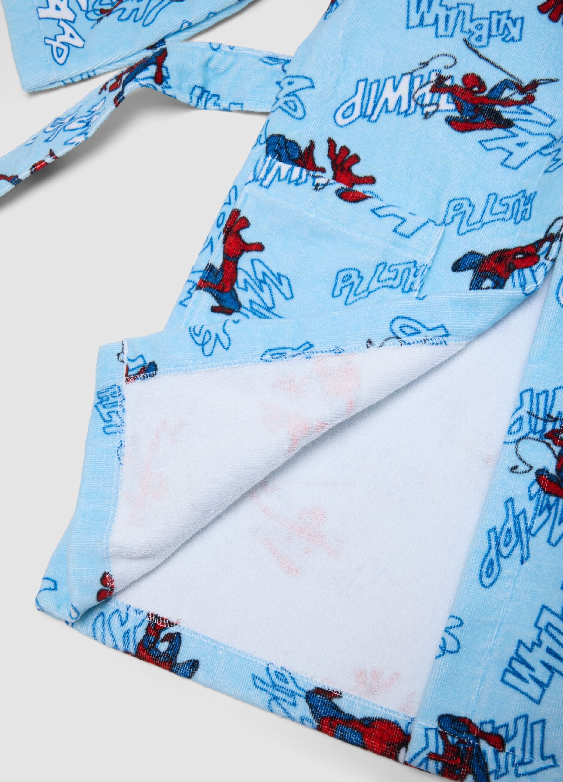 Blue pure cotton hooded MARVEL Spider-Man bathrobe for boys