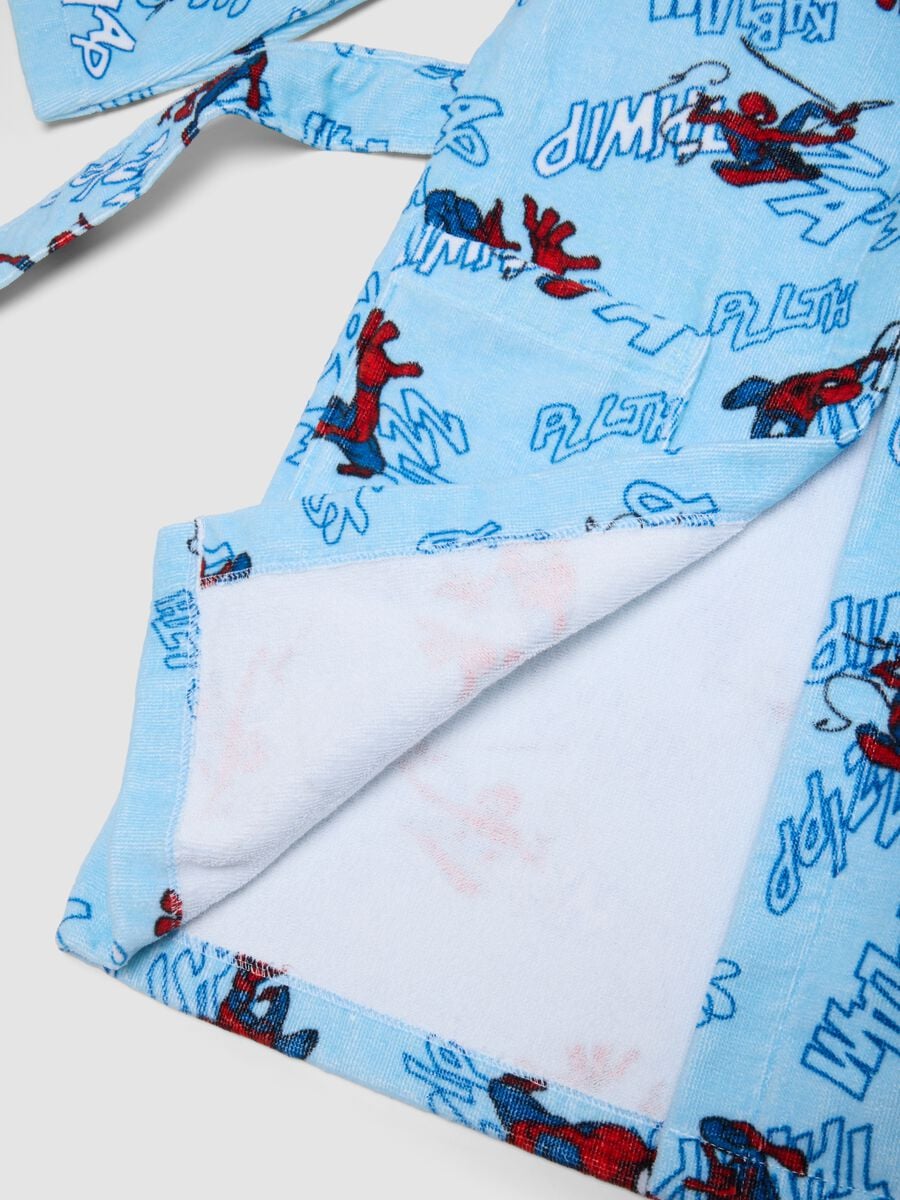 Blue pure cotton hooded MARVEL Spider-Man bathrobe for boys_3
