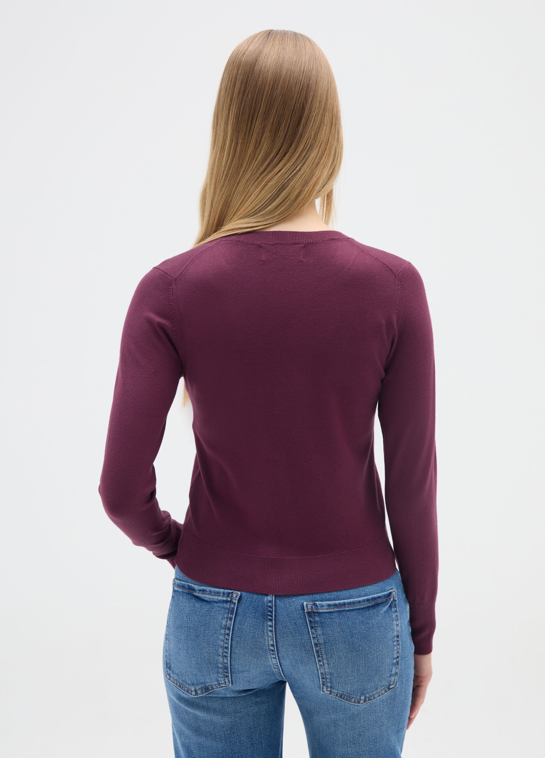 Purple Crew Neck Pullover