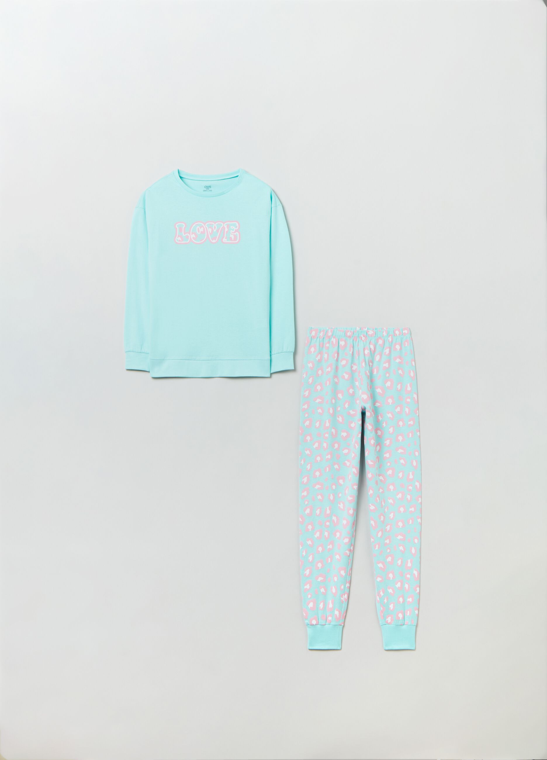 Pigiama in cotone con fantasia animalier_0
