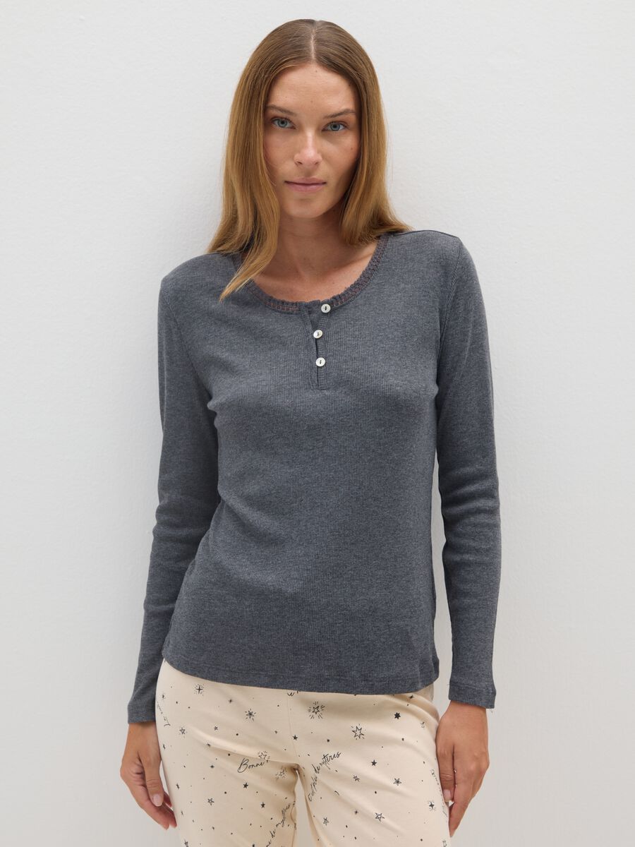Maglia pigiama in puro cotone grigia regular fit_1