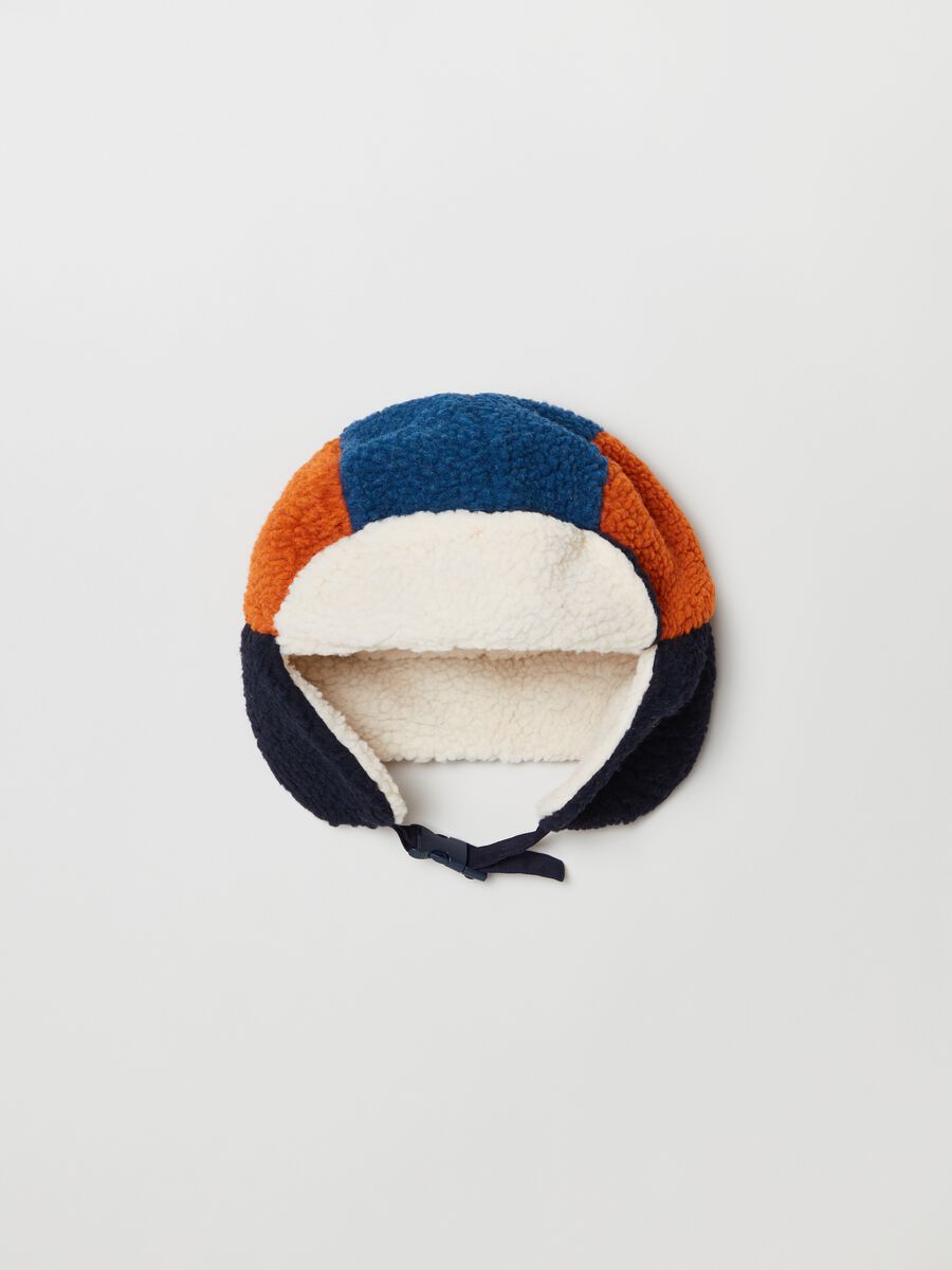 Berretto trapper in sherpa color-block_1