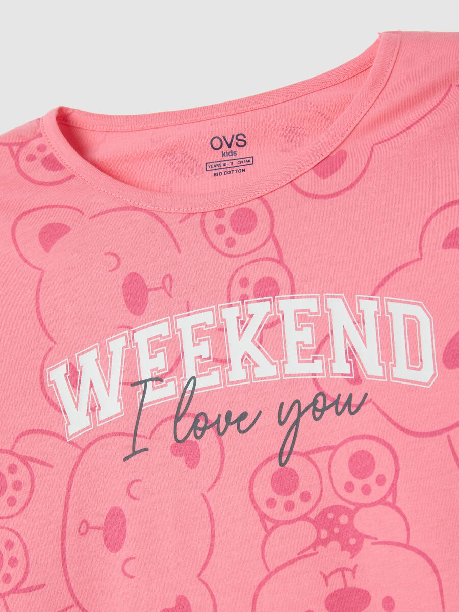 Girls' Pink Pure Cotton Pyjamas with Print_3