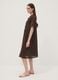 Brown pure linen dress with Mandarin collar, regular fit_1
