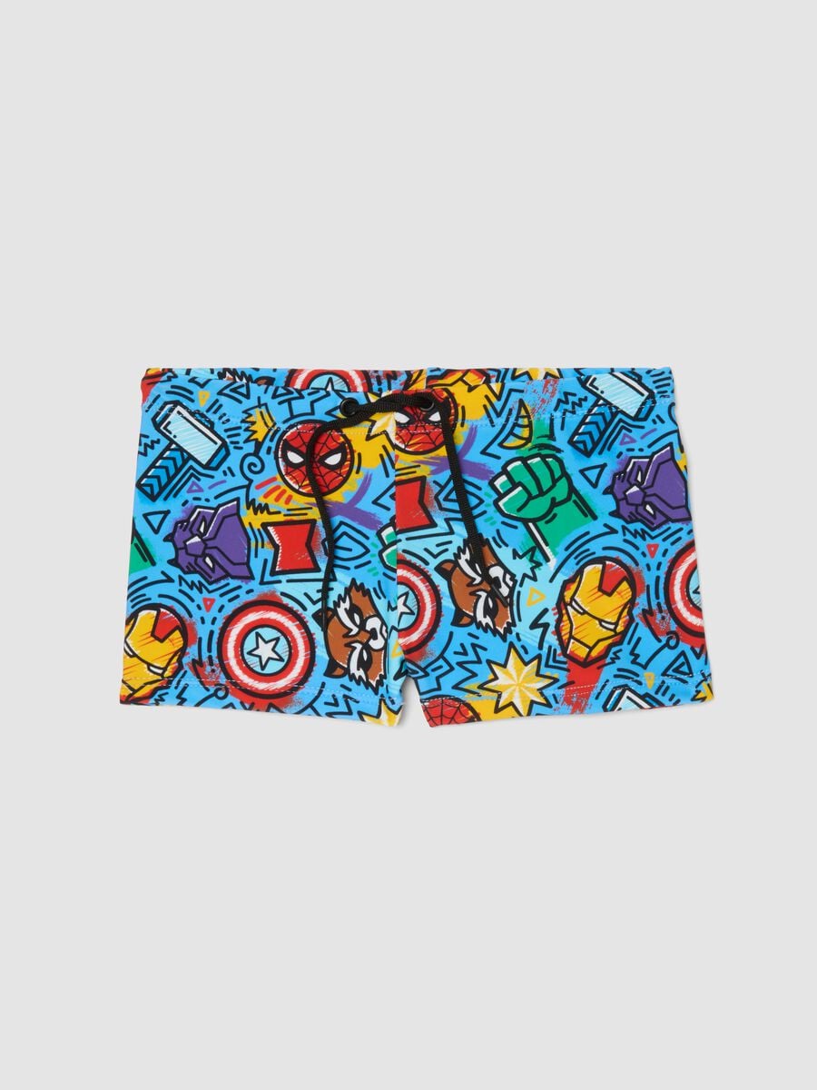 Sky-blue stretch fabric boys&rsquo; swim shorts_0