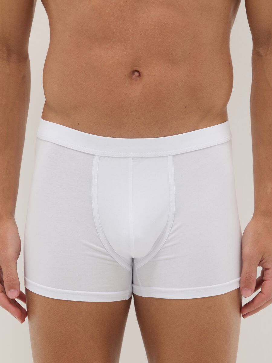 Twin-pack of white boxer shorts in stretch cotton, regular fit_1