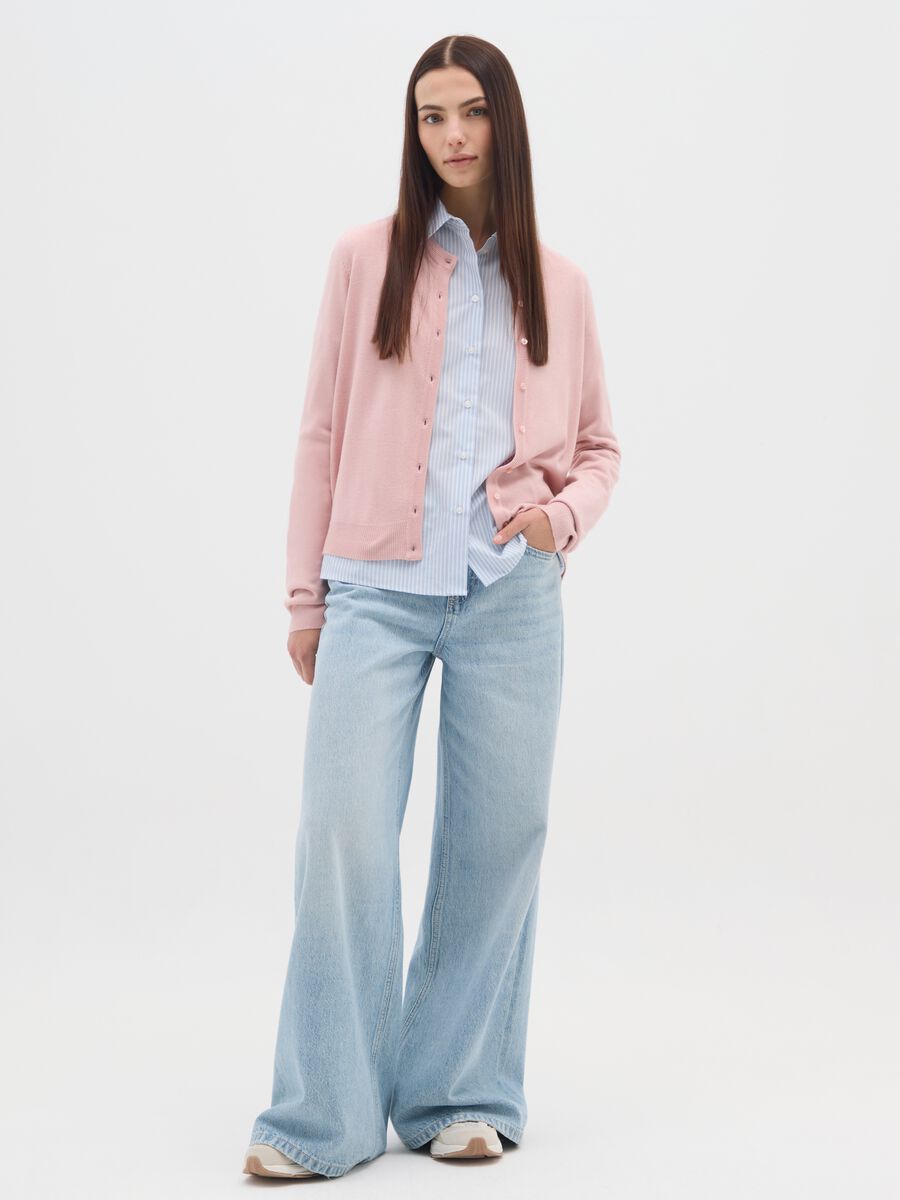 Pink regular fit cardigan with buttons_1