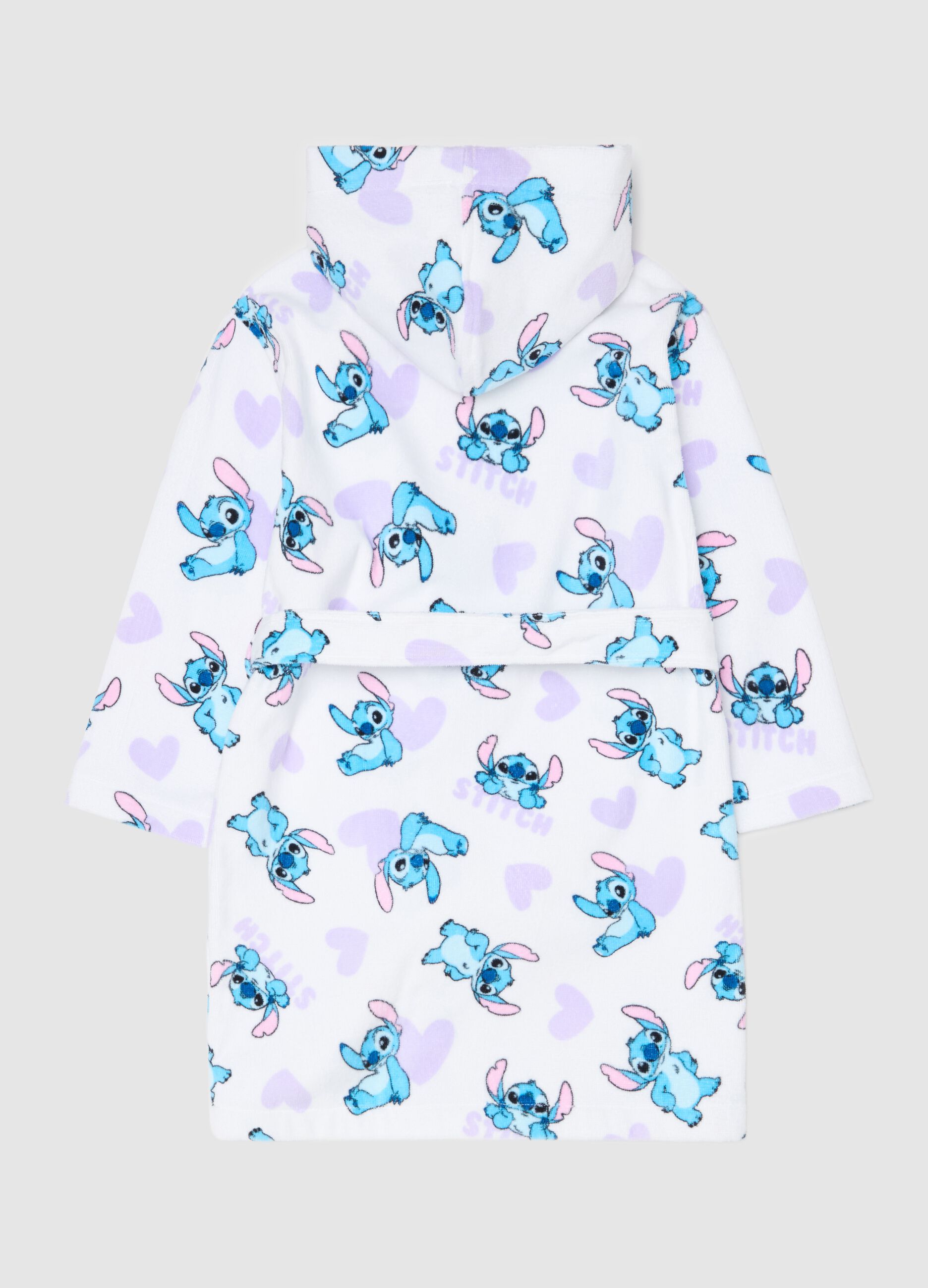 Cotton bathrobe with Stitch print
