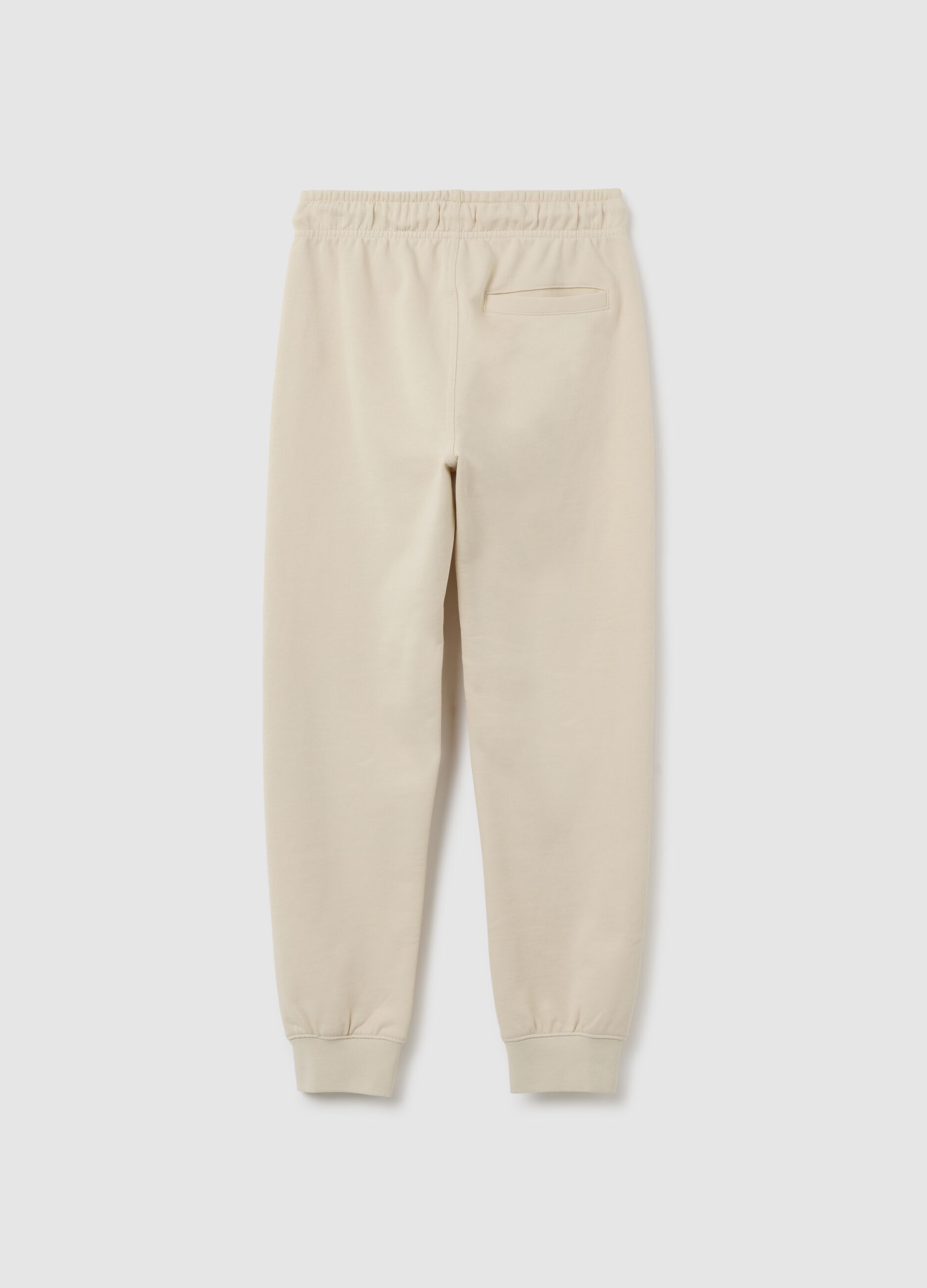 Boys' beige pure cotton regular fit jogger trousers