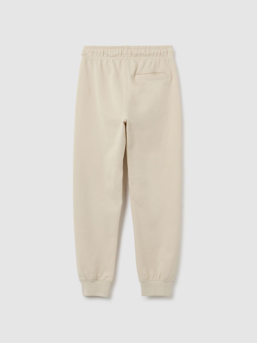 Boys' beige pure cotton regular fit jogger trousers_4