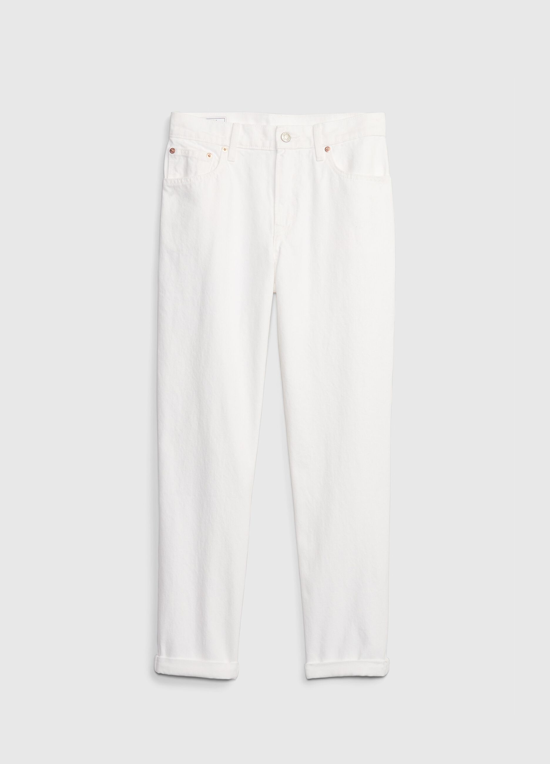 Girlfriend-fit jeans with mid-rise waist