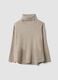 Camel viscose-blend jumper with ribbed high neck, regular fit_4