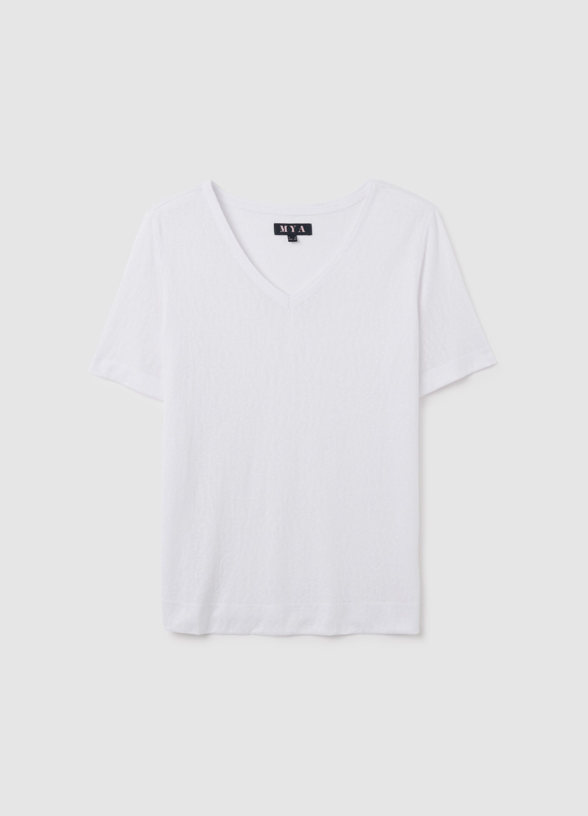 Women's white blend regular fit T-shirt