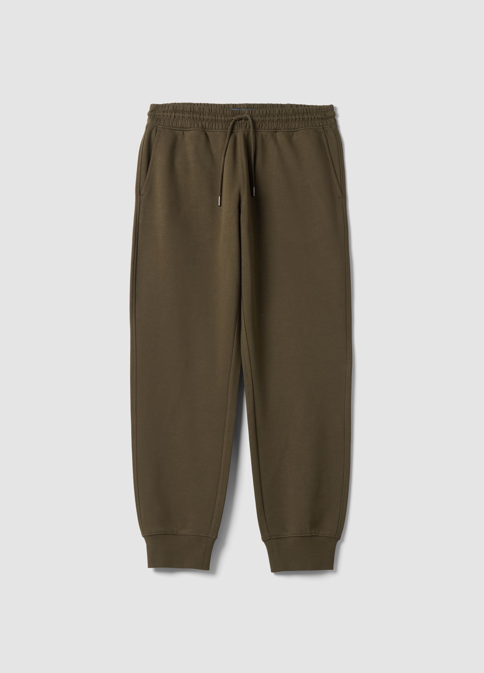 Jogger verdi in misto cotone con fondo a polsino e coulisse