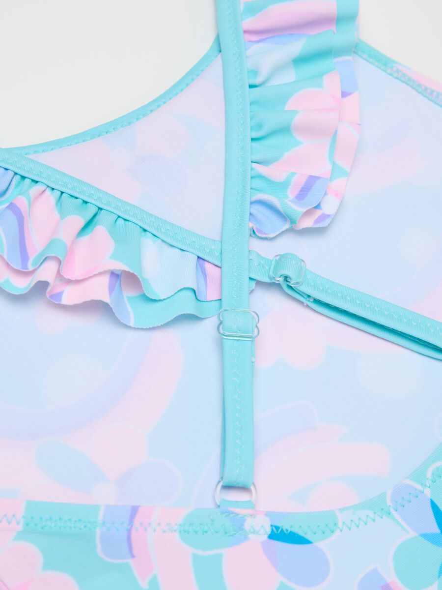 Girls’ one-piece swimsuit in multicoloured stretch fabric_3