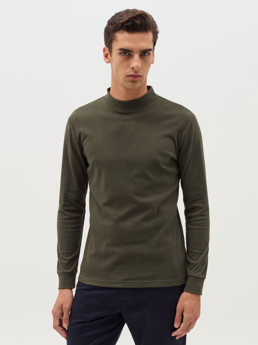 Fleece sweatshirt with mock neck_0