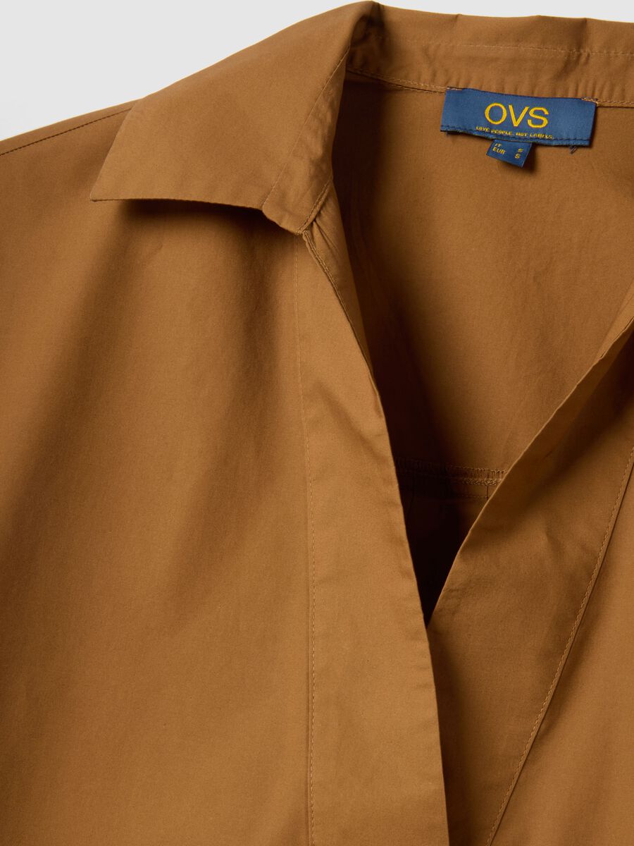 Brown regular fit pure cotton shirt without buttons_1