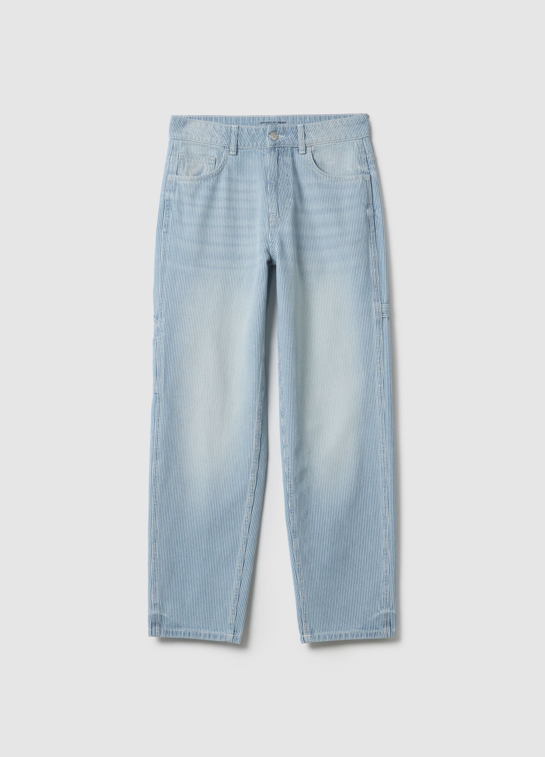 Jeans in puro cotone azzurro da ragazzo relaxed fit
