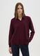 Burgundy V-neck top with collar_1