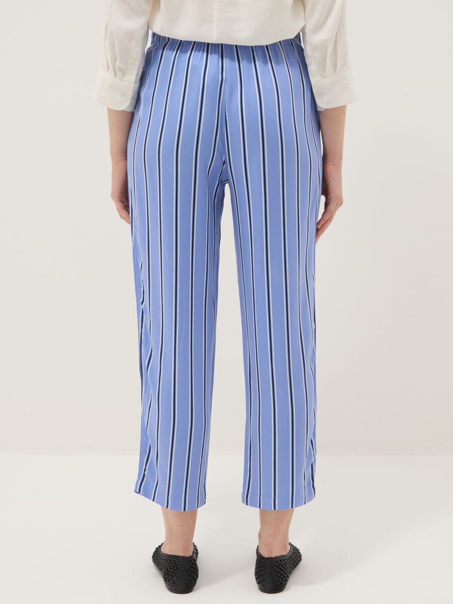 Multicolour striped pure viscose jogger trousers regular fit_2