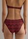 Slip bikini marrone in tessuto elasticizzato ricamato_2