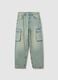 Acid wash cargo joggers with fading_4