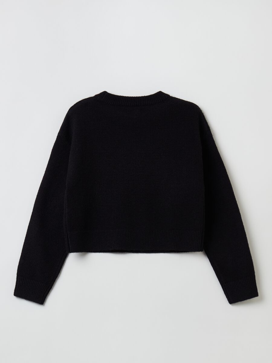 Christmas Jumper cropped con scritta jacquard_1