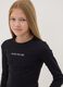 T-shirt nera in cotone organico elasticizzato con collo a costine_0