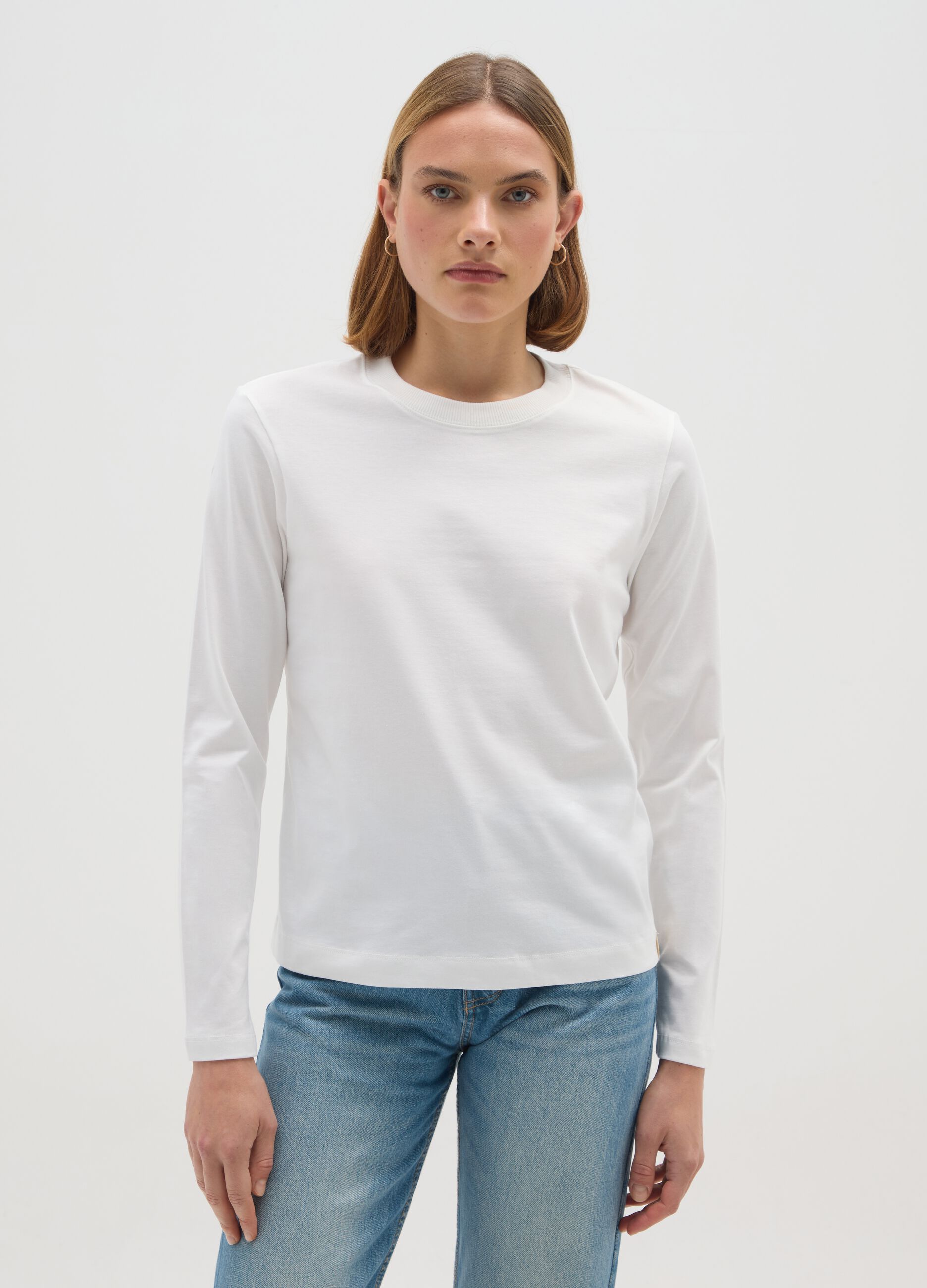 White pure cotton regular fit sweater