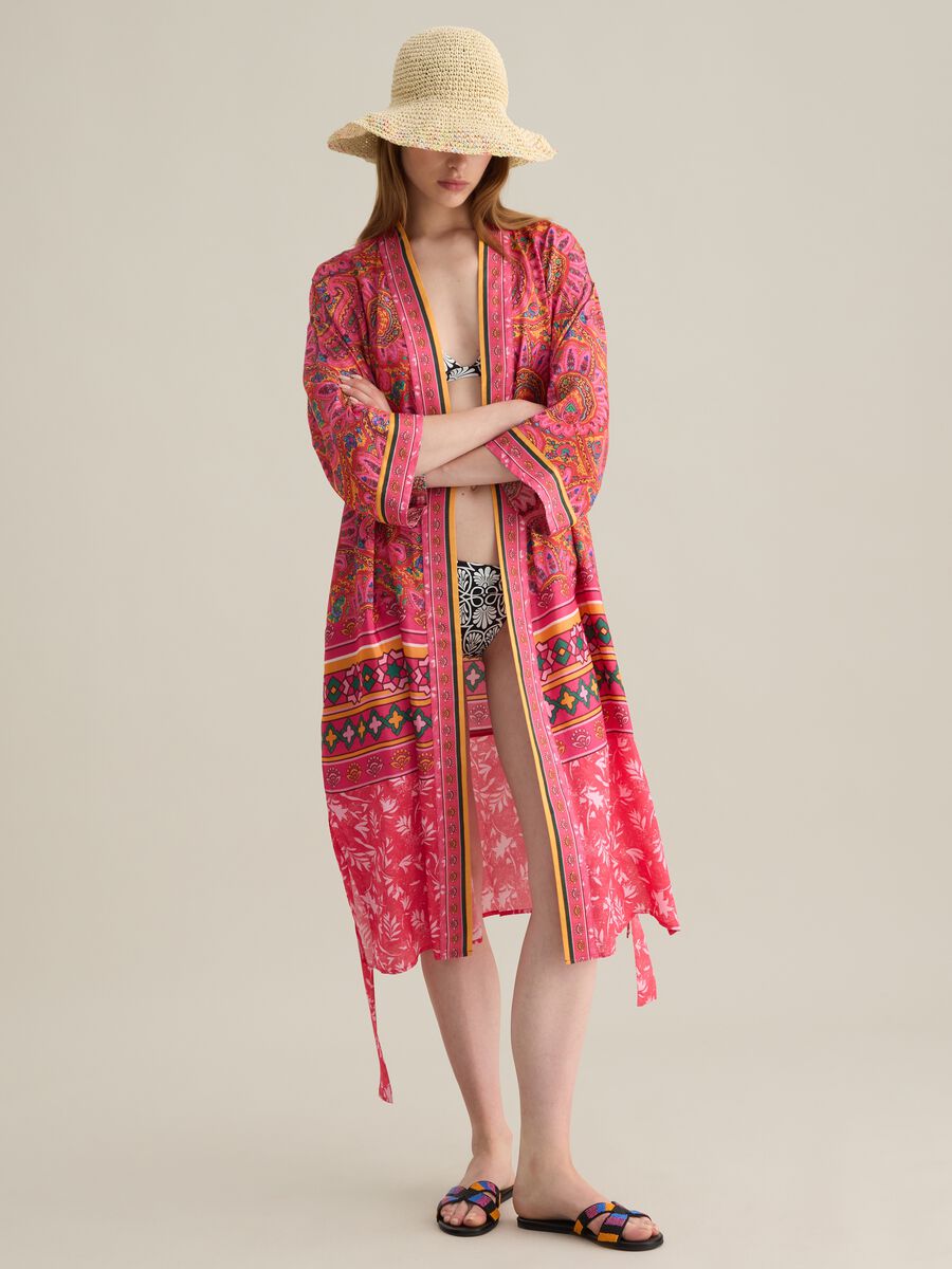 Kimono da donna in puro viscosa multicolor lungo_2