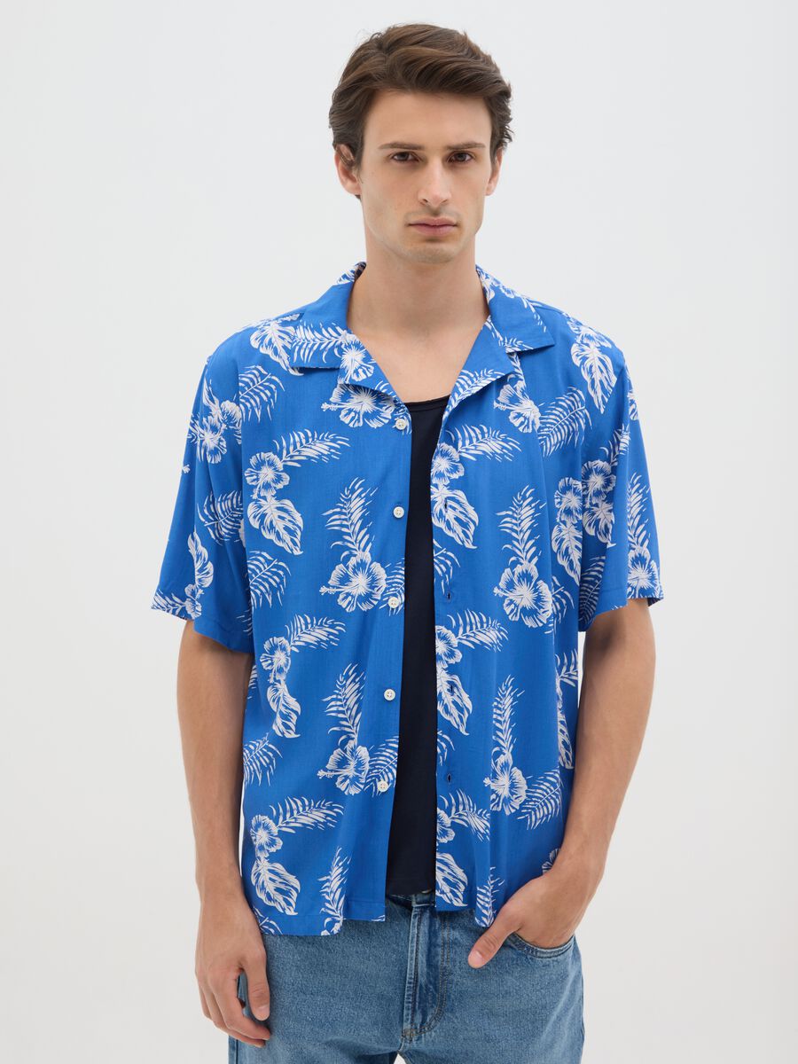 Men's multicoloured pure viscose oversized shirt_0