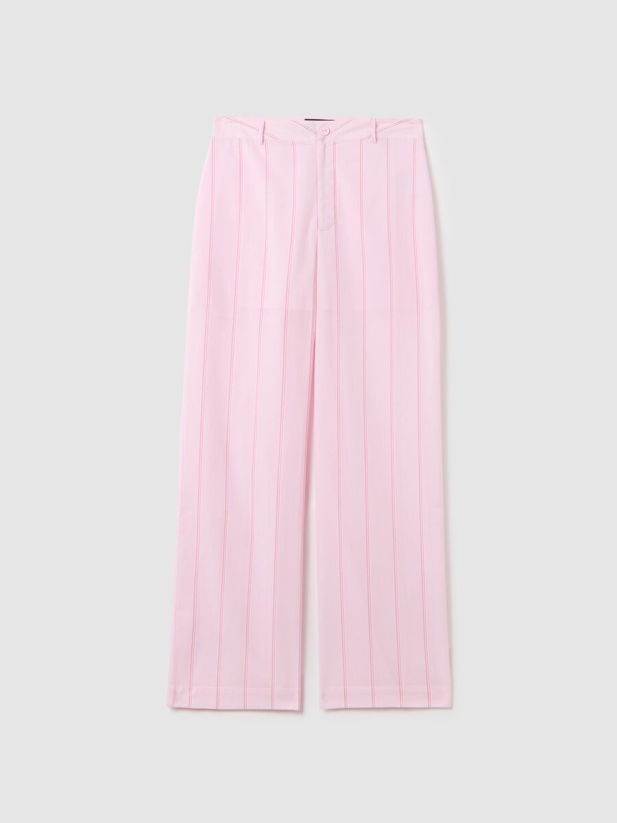 Women's pink palazzo trousers in pure cotton regular fit_4