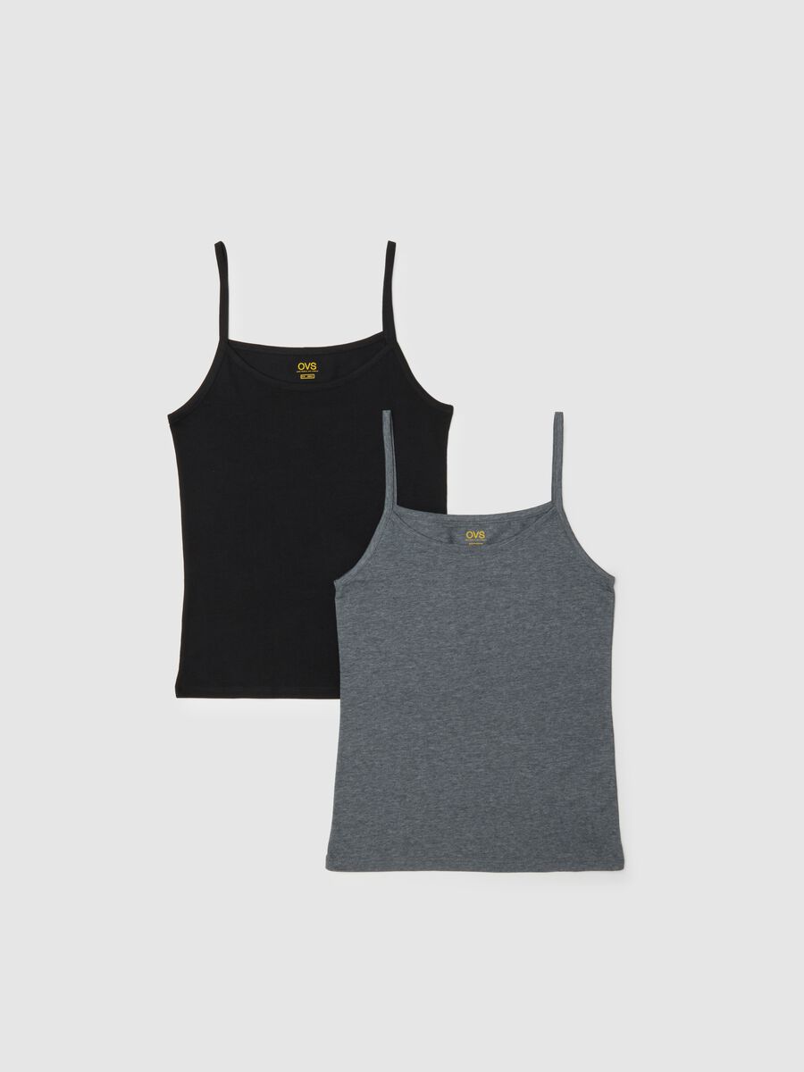 Twin-pack of multicolour stretch cotton vests regular fit_0