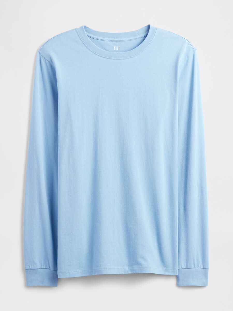 Long-sleeved blue cotton shirt_3