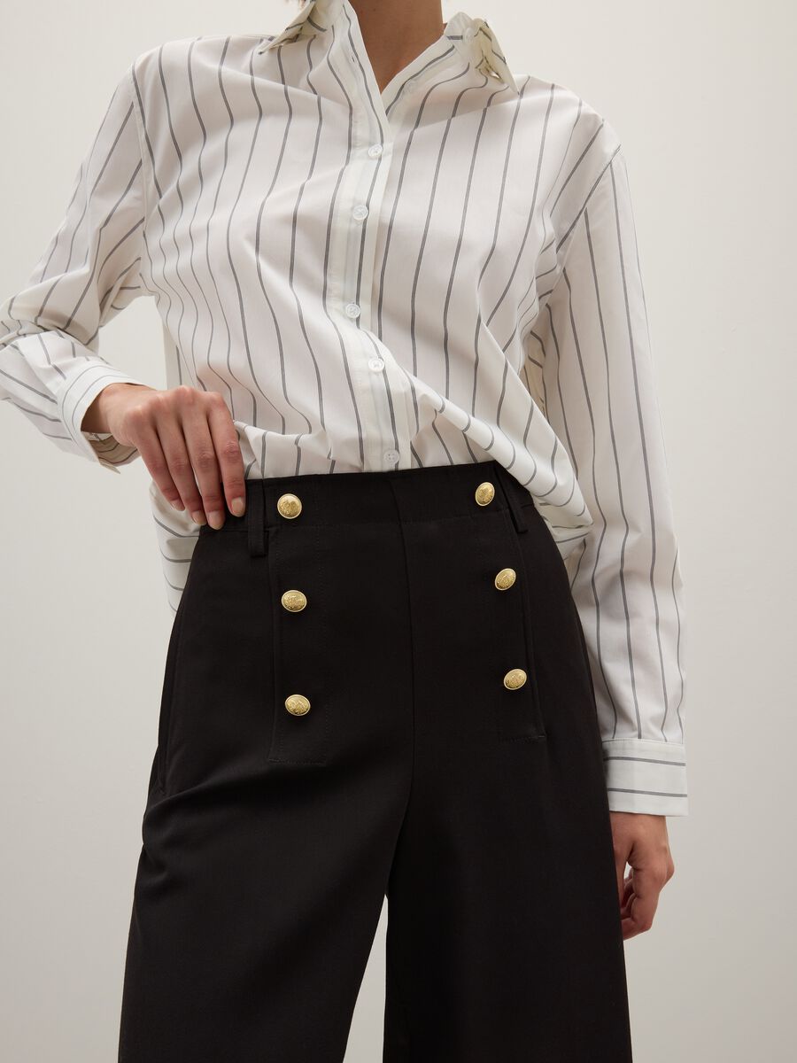 Black Flare Trousers with Buttons_3