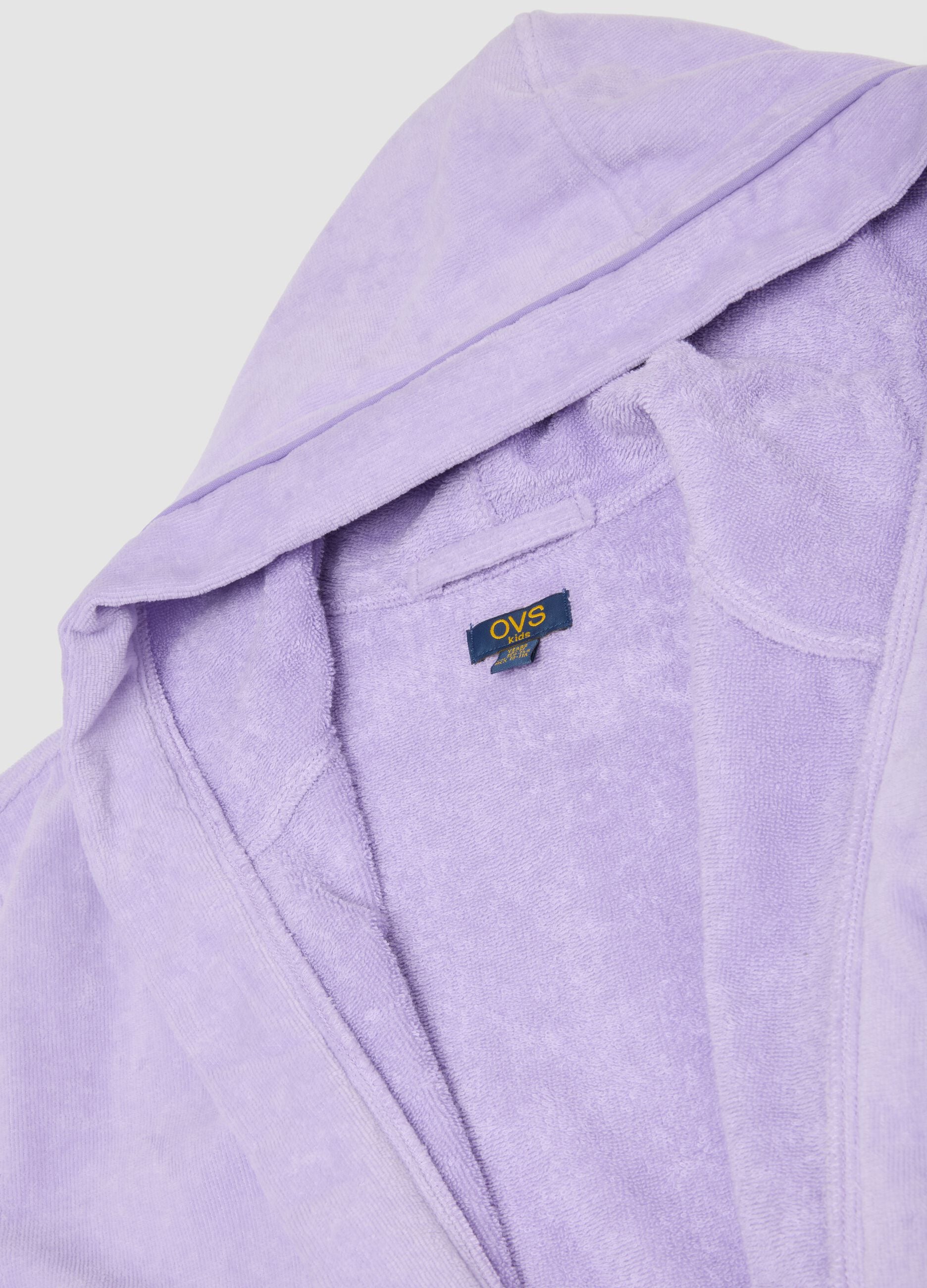 Purple organic cotton hooded bathrobe for girls