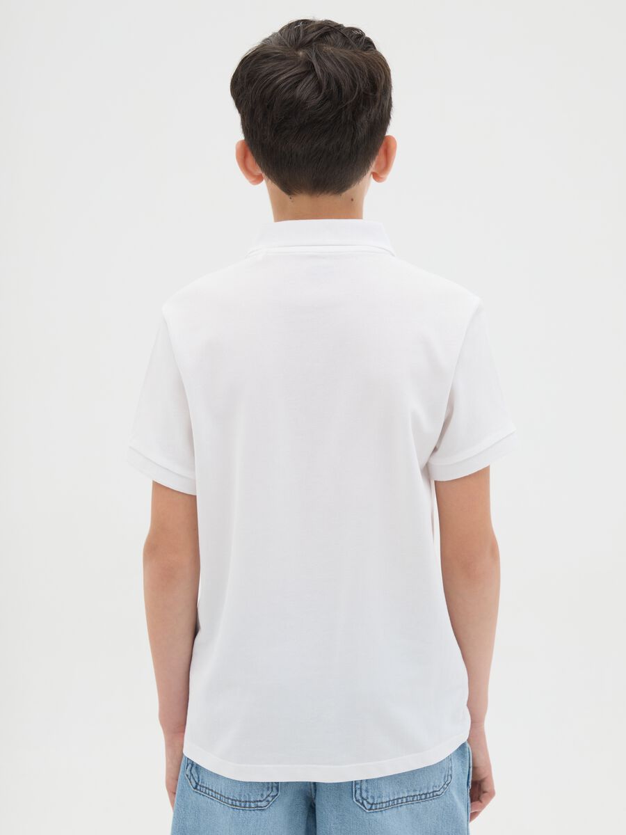 Polo da ragazzo in puro cotone bianca regular fit_2