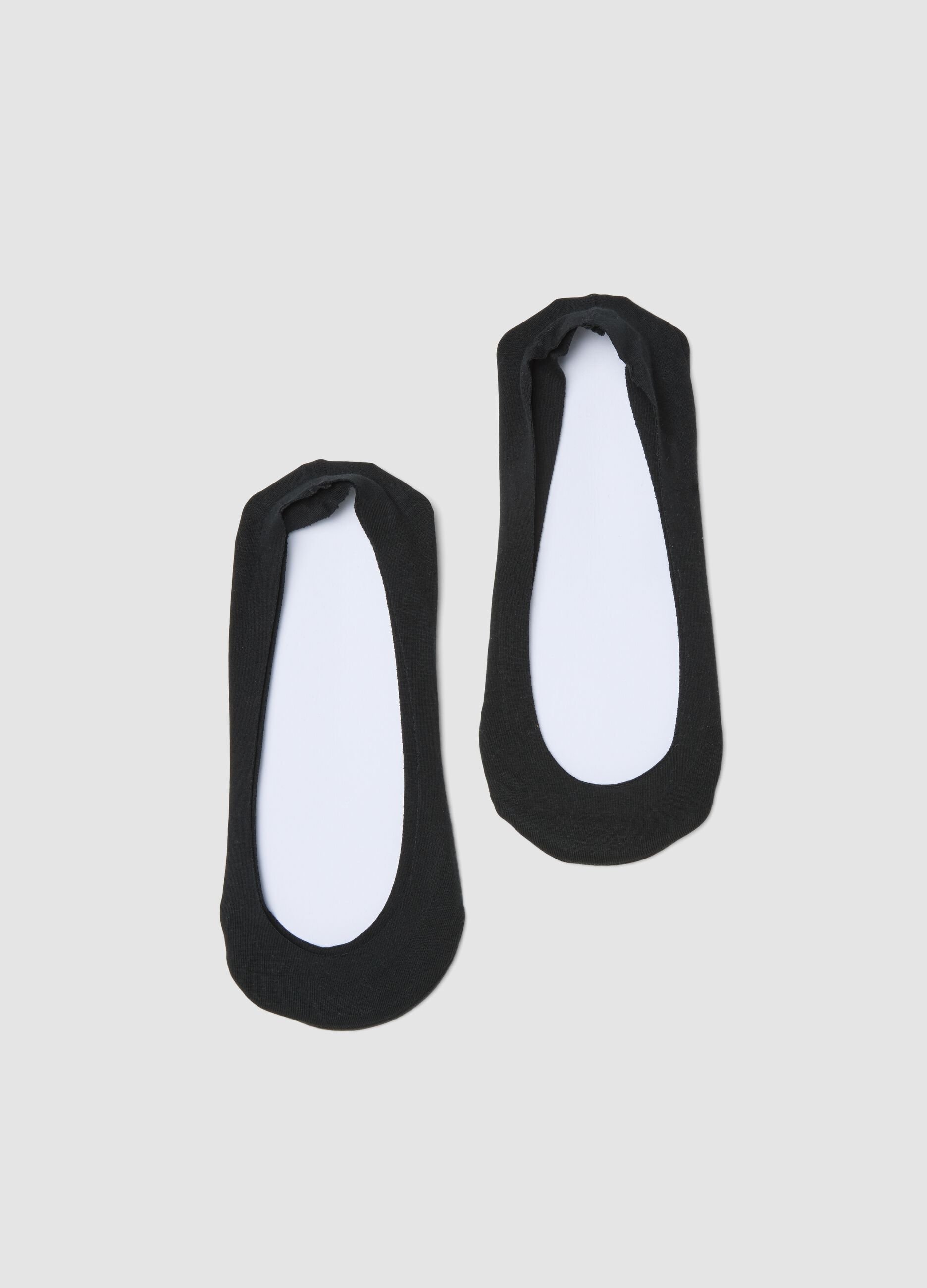 2-pack black invisible socks in stretch cotton blend