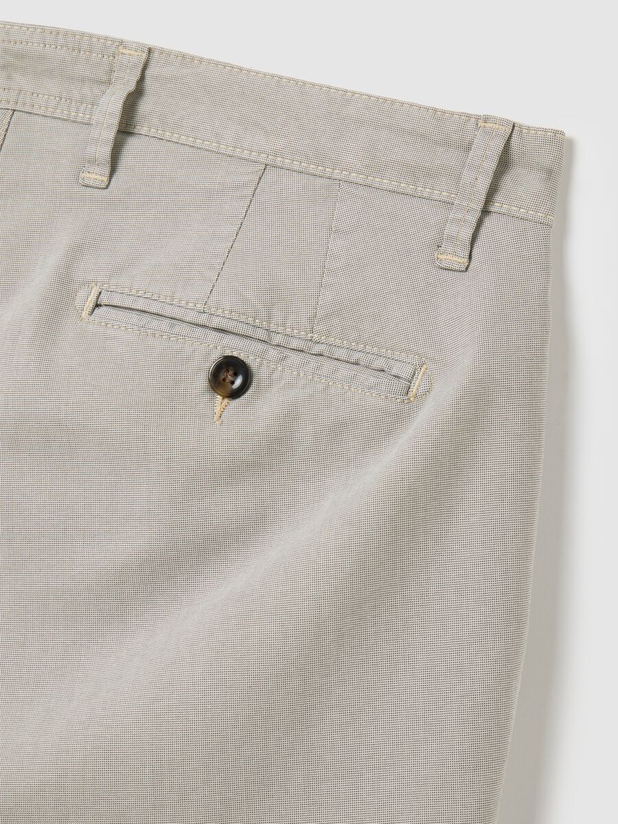 Men's Beige Stretch Cotton Slim Fit Trousers_1