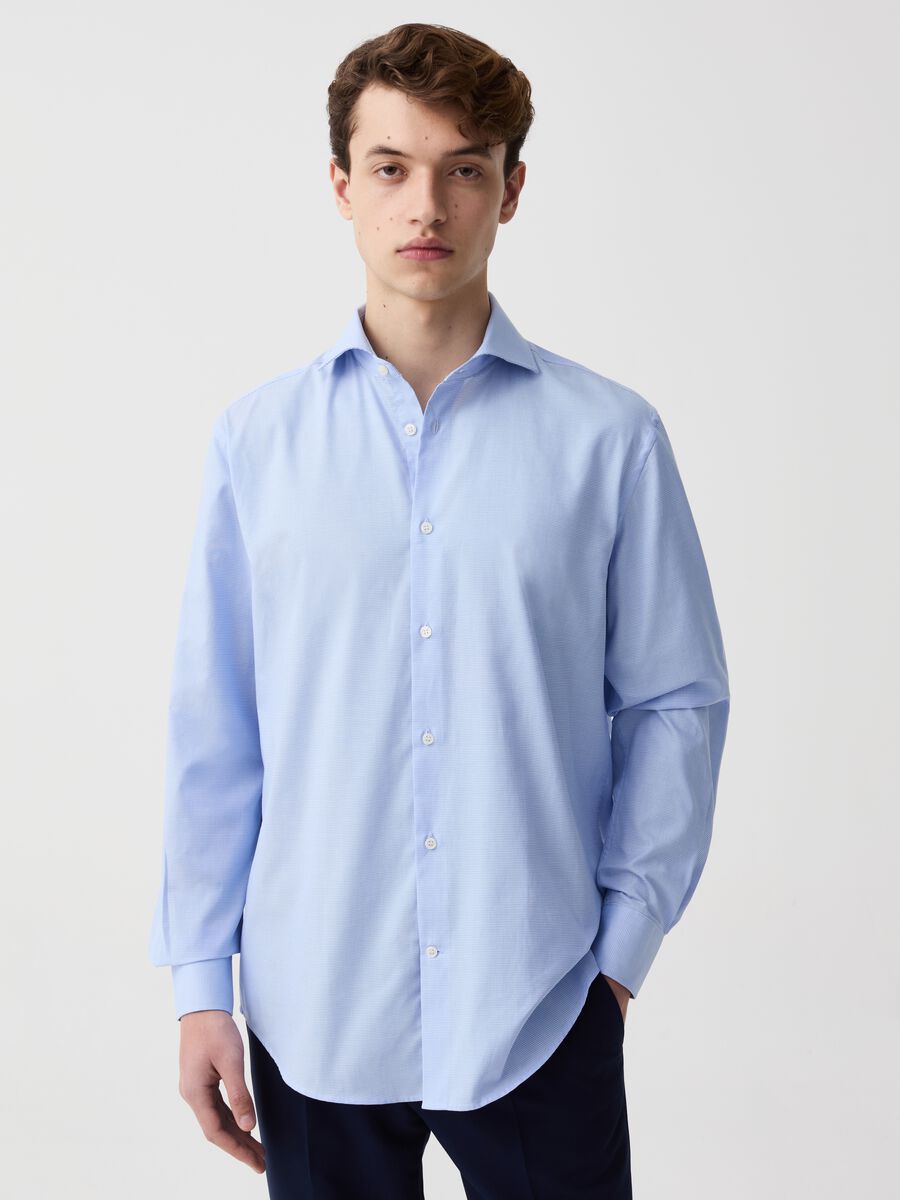 Regular-fit easy-iron shirt with micro pattern_0